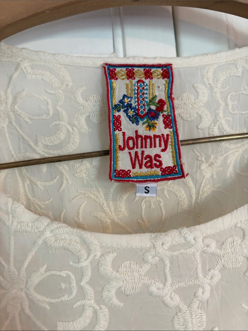 Johnny Was embroidered Ivory top sz small - Picture 2 of 6